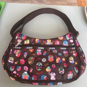 Le Sport Sac brown owl print purse